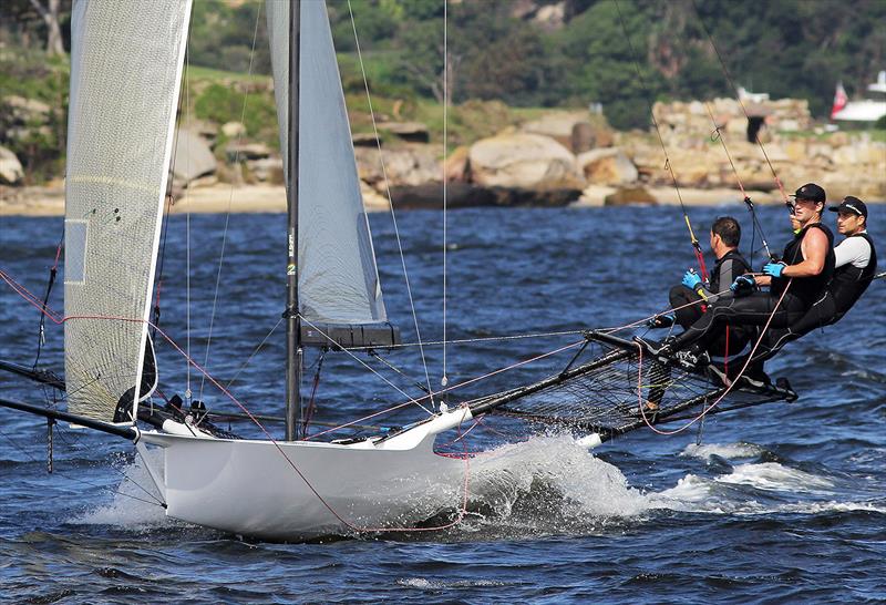 The new Bird and Bear team finished a good fifth in Race 7 on day 4 of the 18ft Skiff Australian Championship photo copyright Frank Quealey taken at Australian 18 Footers League and featuring the 18ft Skiff class