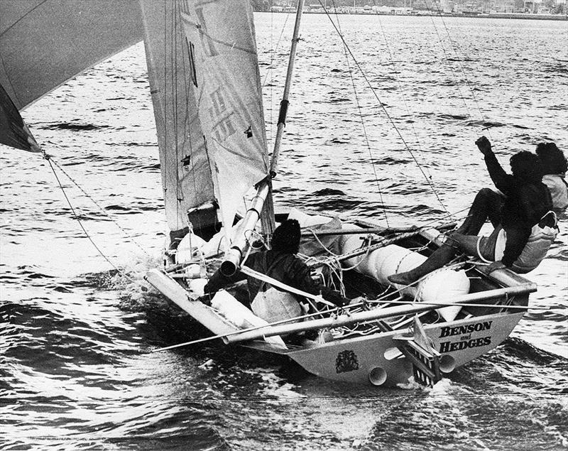 New Zealand's 18ft Skiff Racing Record: Russell Bowler's first Benson and Hedges photo copyright Archive taken at Australian 18 Footers League and featuring the 18ft Skiff class