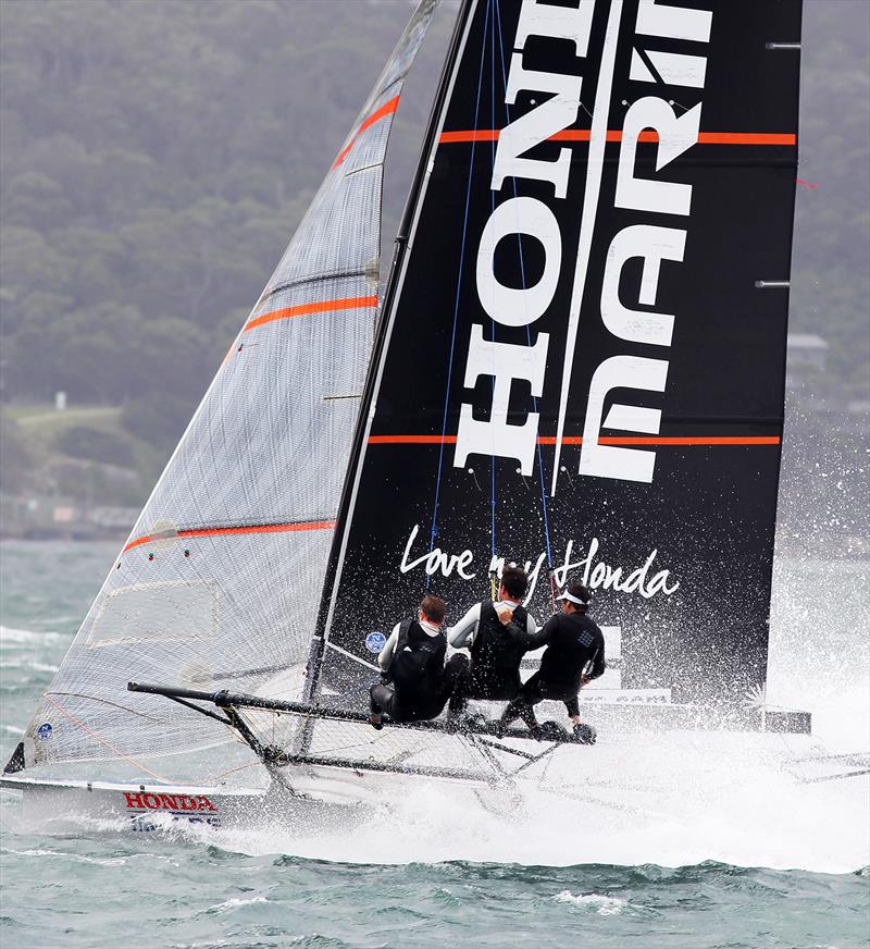 New Zealand's 18ft Skiff Racing Record: Honda Marine on a two-sail reach across Sydney Harbour in 2019 - photo © Frank Quealey