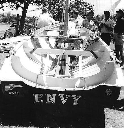 New Zealand's 18ft Skiff Racing Record: 1954, Envy, one of NZs new style skiffs at the JJ Giltinan Championship photo copyright Archive taken at Australian 18 Footers League and featuring the 18ft Skiff class