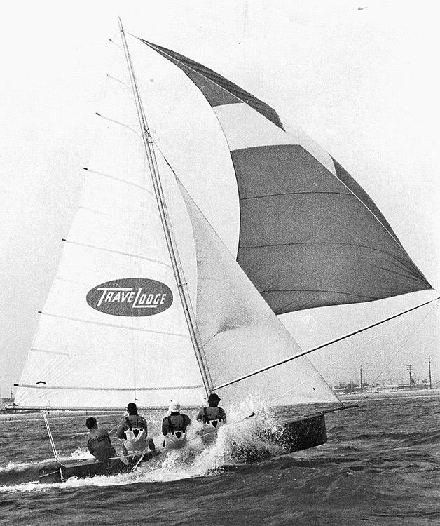 1960s TraveLodge under spinnaker photo copyright Archive taken at Australian 18 Footers League and featuring the 18ft Skiff class