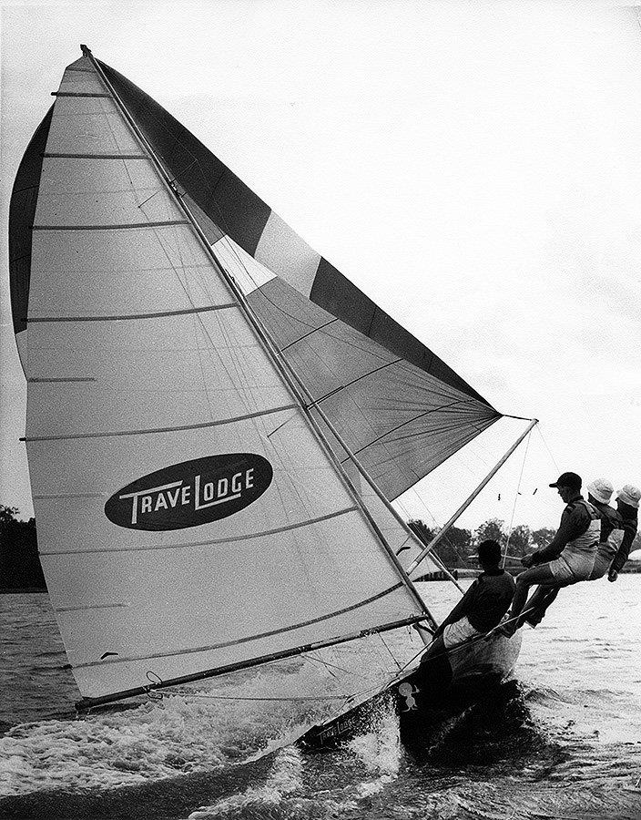 Bob Holmes' TraveLodge on the Brisbane River in the 1960s photo copyright Archive taken at Brisbane 18 Footers Sailing Club and featuring the 18ft Skiff class