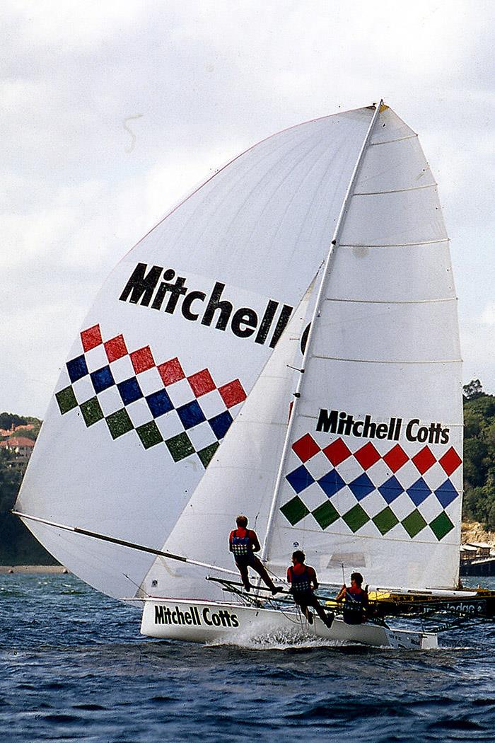Mitchell Cotts, skippered by Woody Winning for long-term sponsor Patrick Corrigan in the early 1980s photo copyright Frank Quealey taken at Australian 18 Footers League and featuring the 18ft Skiff class