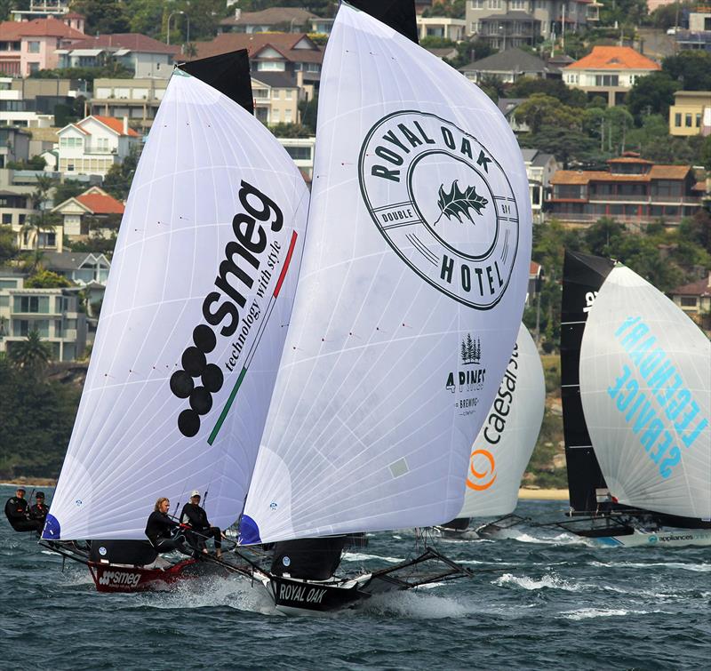 Tight 18ft Skiff spinnaker action photo copyright Frank Quealey taken at Australian 18 Footers League and featuring the 18ft Skiff class