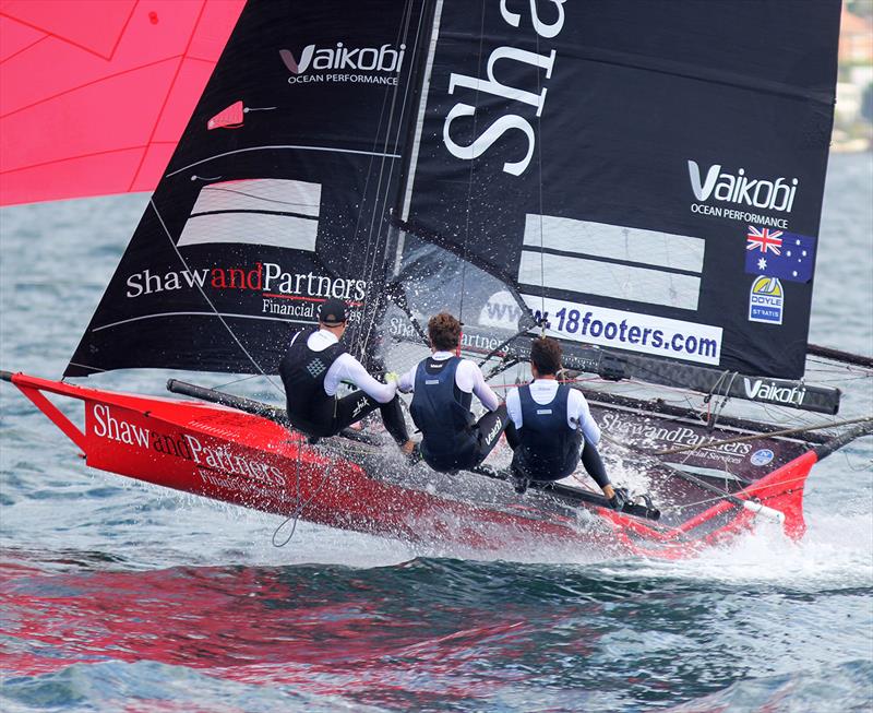 Rookie Shaw and Partners Financial Services team show great potential in their first race during race 1 of the 18ft Skiff Spring Championship - photo © Frank Quealey