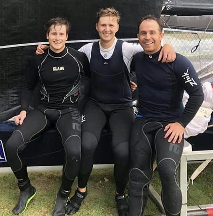 The Andoo team after last Sunday's victory in race 2 of the 18ft Skiff Spring Championship photo copyright Lara Quigley taken at Australian 18 Footers League and featuring the 18ft Skiff class
