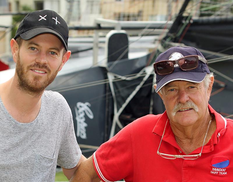 John 'Woody'Winning with his son John Winning Jr, skipper of Winning Group photo copyright Frank Quealey taken at Australian 18 Footers League and featuring the 18ft Skiff class