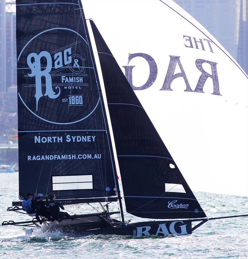 Rag and Famish Hotel placed 5th in 18ft Skiff Spring Championship Race 5 photo copyright Frank Quealey taken at Australian 18 Footers League and featuring the 18ft Skiff class