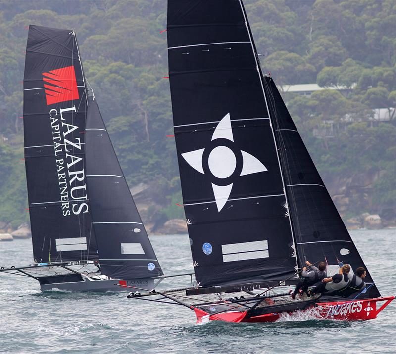 Windward leg to the Beashel Buoy during Race 1 of the 18ft Skiff NSW Championship photo copyright Frank Quealey taken at Australian 18 Footers League and featuring the 18ft Skiff class