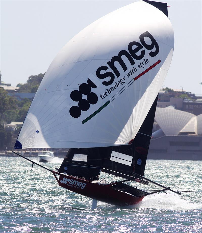 Smeg was brilliant downwind during 18ft Skiff NSW Championship Race 3 photo copyright Frank Quealey taken at Australian 18 Footers League and featuring the 18ft Skiff class