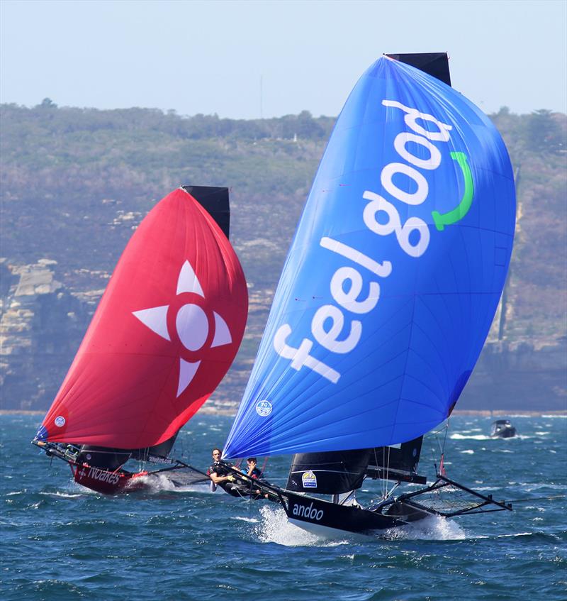 Andoo and Noakesailing were in the top six all day during race 2 & 3 of the 18ft Skiff Australian Championship photo copyright Frank Quealey taken at Australian 18 Footers League and featuring the 18ft Skiff class