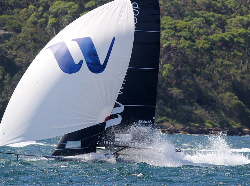 Winning Group at top speed during 3 of the 18ft Skiff Australian Championship photo copyright Frank Quealey taken at Australian 18 Footers League and featuring the 18ft Skiff class