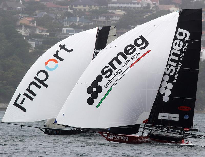 Two of the day's top performers during races 4 & 5 of the 18ft Skiff Australian Championship photo copyright Frank Quealey taken at Australian 18 Footers League and featuring the 18ft Skiff class