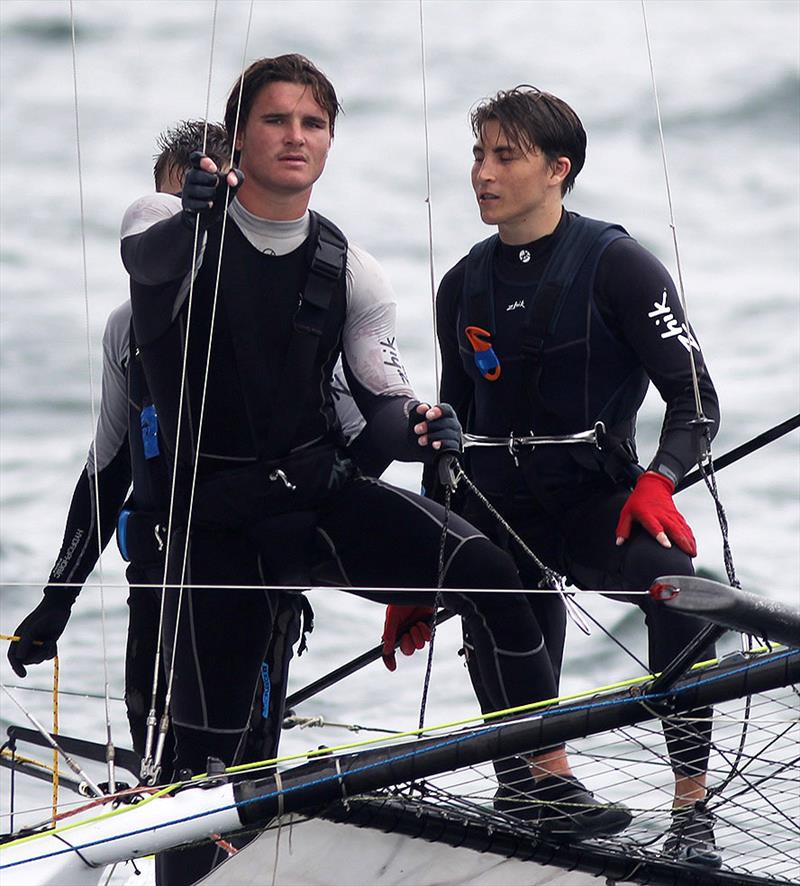 Zac Barnabas looks deep in thought between races last Sunday photo copyright Frank Quealey taken at Australian 18 Footers League and featuring the 18ft Skiff class