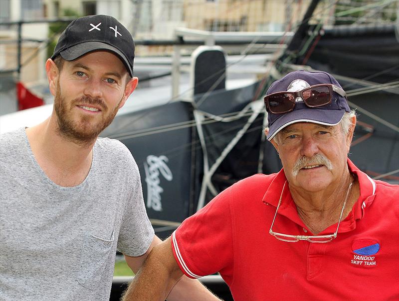 John Winning and John Winning Jr., in the rigging area at Double Bay - photo © Frank Quealey