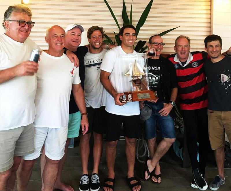 The championship-winning YENDYS team (l-r) Don Buckley, Russell Debney, Adrian Dunphy, Wes Batty, Josh, Grant Wakefield, Andrew Buckland, Pierre Jubien photo copyright Sydney Flying Squadron taken at Sydney Flying Squadron and featuring the 18ft Skiff class