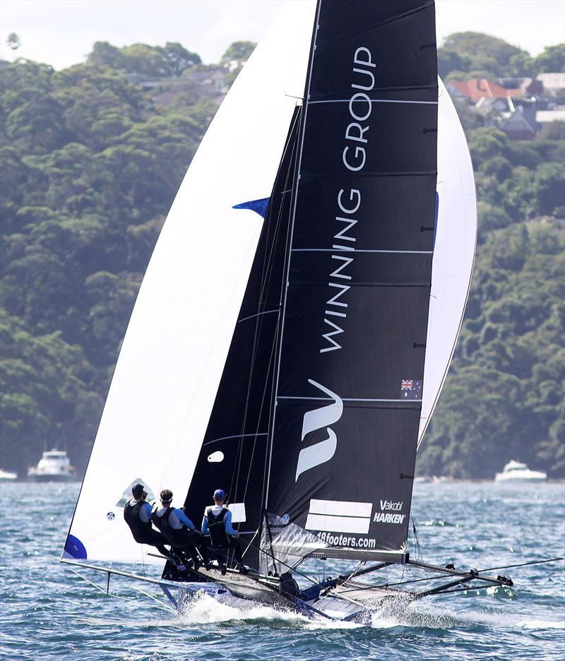 Winning Group brilliant in tricky conditions during race 9 of the 18ft Skiff Australian Championship photo copyright Frank Quealey taken at Australian 18 Footers League and featuring the 18ft Skiff class