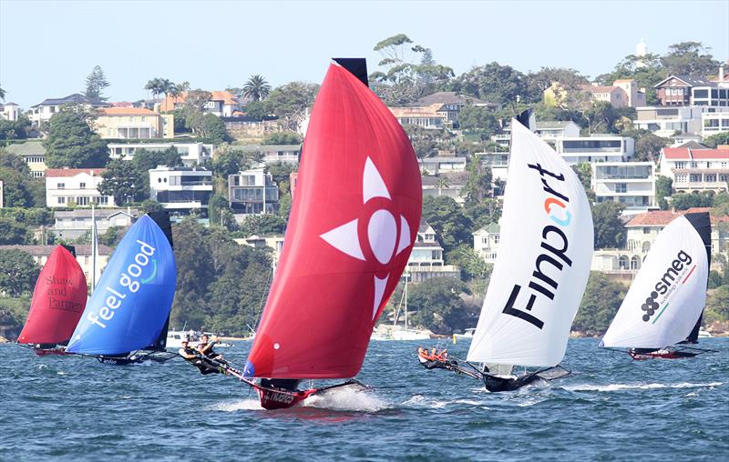 18ft Skiff JJ Giltinan Championship day 2: Race to the finish for third place photo copyright Frank Quealey taken at Australian 18 Footers League and featuring the 18ft Skiff class