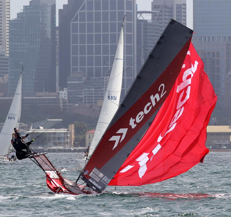 18ft Skiff JJ Giltinan Championship day 3: Near capsize for tech2 in Race 3 - photo © Frank Quealey