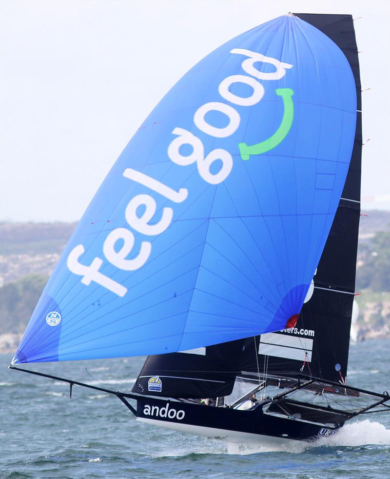 18ft Skiff JJ Giltinan Championship day 5: Typical NE spinnaker action photo copyright Frank Quealey taken at Australian 18 Footers League and featuring the 18ft Skiff class