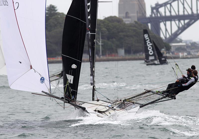 18ft Skiff JJ Giltinan Championship day 5: Lazarus Capital Partners going to the bottom mark - photo © Frank Quealey