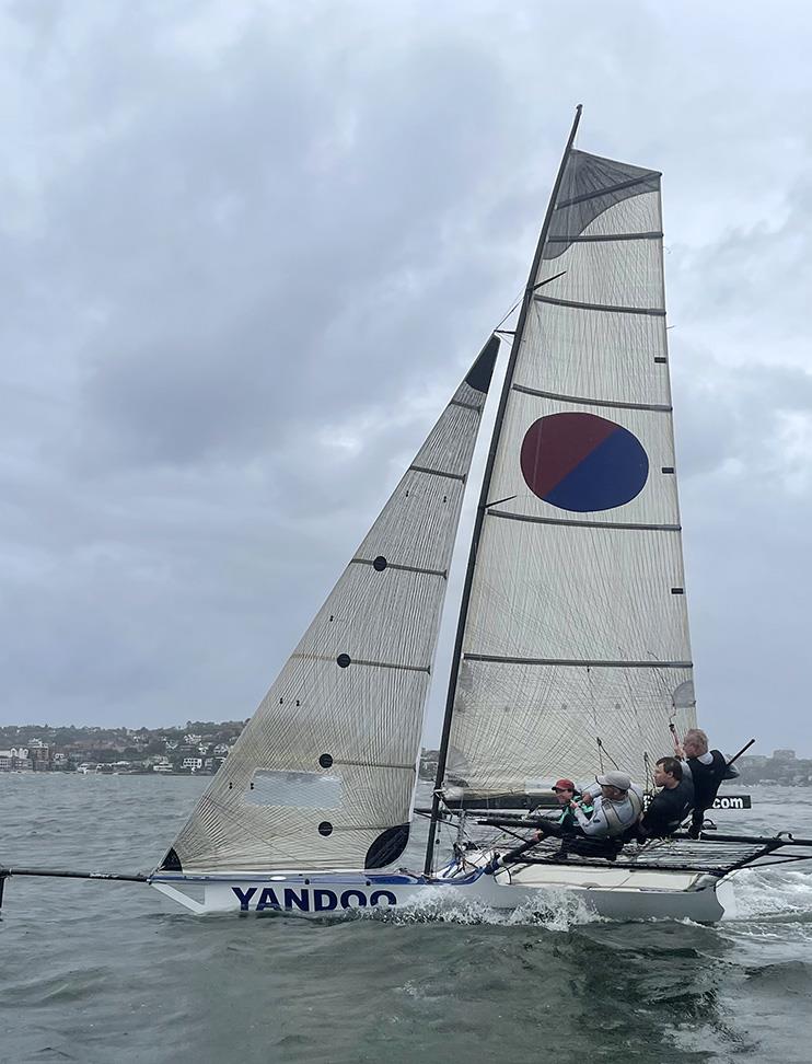 18ft Skiff Queen of the Harbour - Yandoo led the fleet for much of the race photo copyright Jessica Crisp taken at Australian 18 Footers League and featuring the 18ft Skiff class