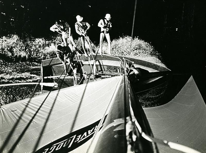 Aerial view of the Travelodge crew in action photo copyright Archive taken at Australian 18 Footers League and featuring the 18ft Skiff class