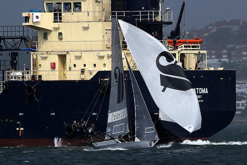 Just some passing traffic photo copyright Frank Quealey taken at Australian 18 Footers League and featuring the 18ft Skiff class