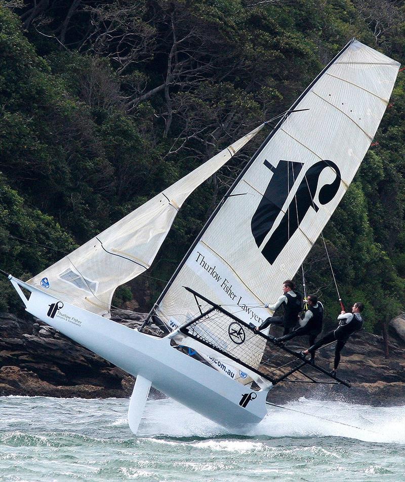 Reaching across Sydney Harbour during the 2013 JJs photo copyright Frank Quealey taken at Australian 18 Footers League and featuring the 18ft Skiff class
