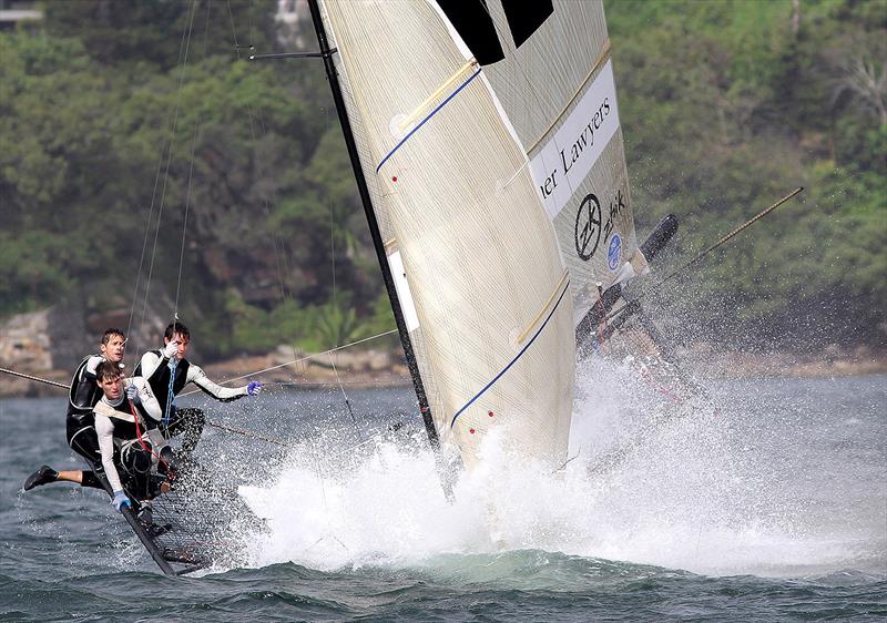 Sometimes even the world's best teams can get into trouble in the 18s photo copyright Frank Quealey taken at Australian 18 Footers League and featuring the 18ft Skiff class