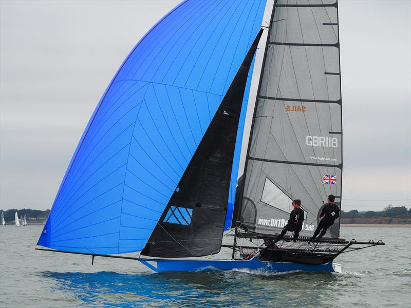 UK 18ft Skiff Solent Grand Prix Series Round 3 photo copyright Kate Sullivan taken at Calshot Sailing Club and featuring the 18ft Skiff class