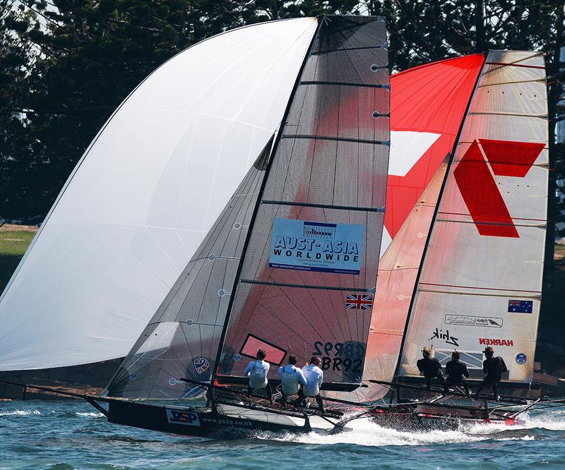 The British 18 Footer Challenge: Giltinan World Champions, Rob Greenhalgh and Seve Jarvin at the 2010 JJs photo copyright Frank Quealey taken at Australian 18 Footers League and featuring the 18ft Skiff class