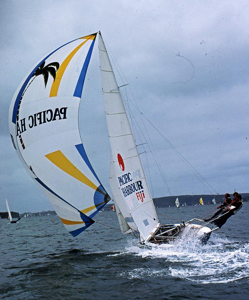 Pacific Harbour Fiji introduced small 'wings' to extend the crew weight further out from the hull - photo © Bob Ross