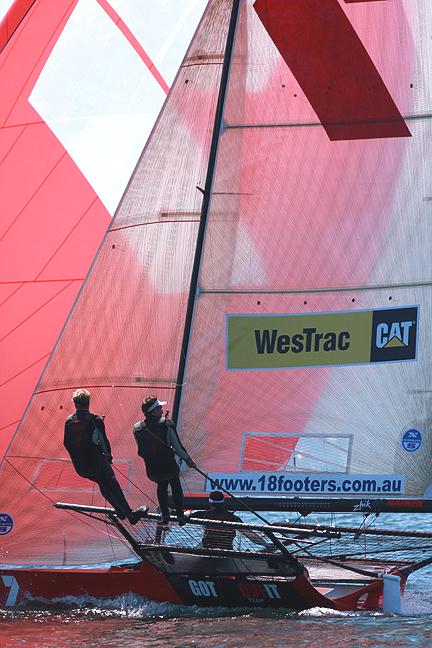 18ft Skiff Australian Championship race 2 photo copyright Frank Quealey taken at Sydney Flying Squadron and featuring the 18ft Skiff class