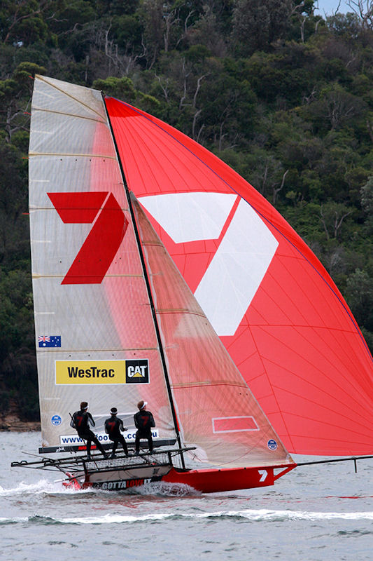 Gotta Love It 7 wins race 1 of the 63rd JJ Giltinan Championship photo copyright Frank Quealey taken at Sydney Flying Squadron and featuring the 18ft Skiff class