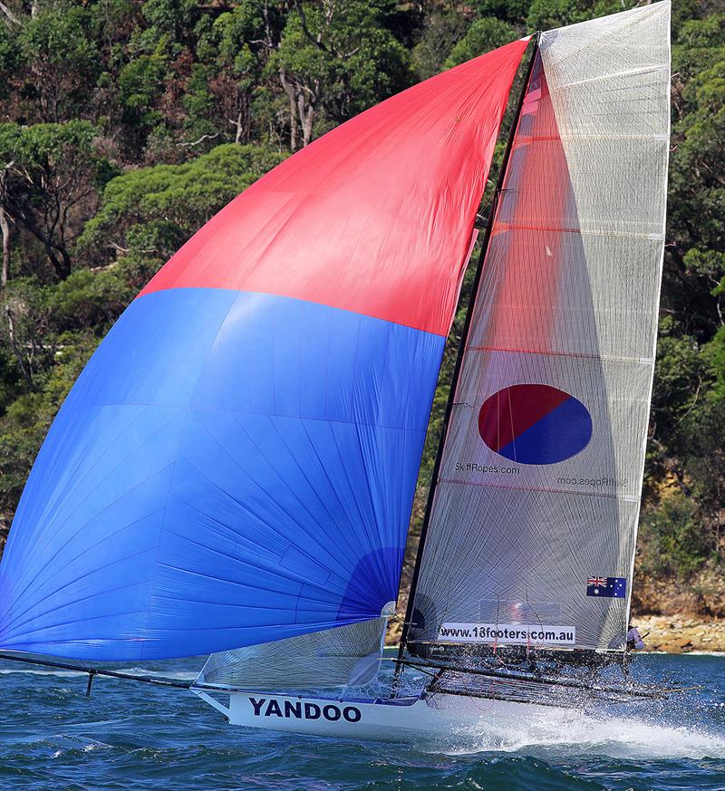 A flying finish for Yandoo to take Race 4 - 18ft Skiffs: Australian Championship 2018 photo copyright Frank Quealey taken at Australian 18 Footers League and featuring the 18ft Skiff class
