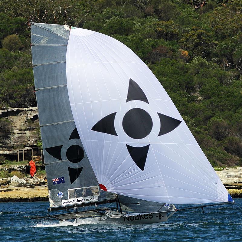 Noakes Youth at speed in a Nor'Easter on Sydney Harbour photo copyright Frank Quealey taken at Australian 18 Footers League and featuring the 18ft Skiff class