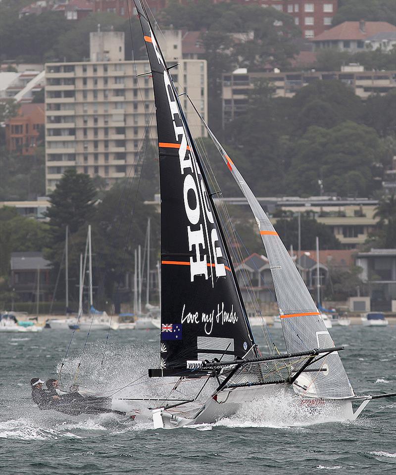 Honda Marine dominates the fleet on the work to the windward mark off Clark Island - Race 2, JJ Giltinan 18ft Skiff Championship, Sydney, March 4, 2018 - photo © Frank Quealey