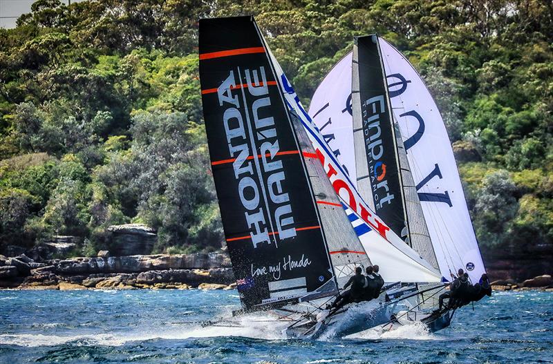 Race 3, JJ Giltinan 18ft Skiff Championship, Sydney, March 6, 2018 photo copyright Michael Chittenden taken at Australian 18 Footers League and featuring the 18ft Skiff class