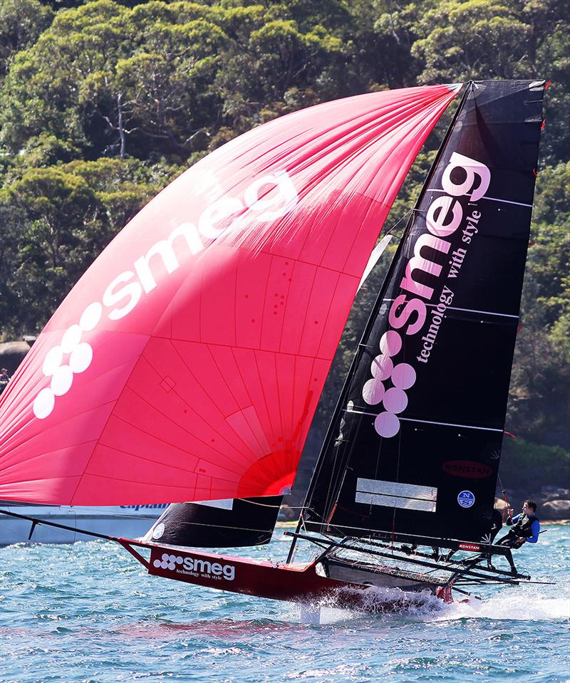 Michael Coxon is back in the 18s with the champion Smeg crew photo copyright Frank Quealey taken at Australian 18 Footers League and featuring the 18ft Skiff class