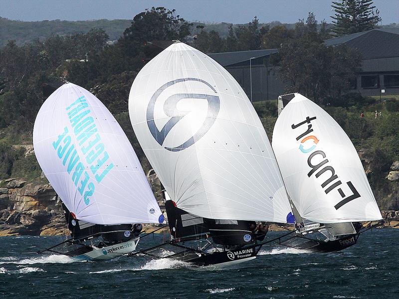 Tight spinnaker action on the first run from the Beashel Buoy - photo © Frank Quealey