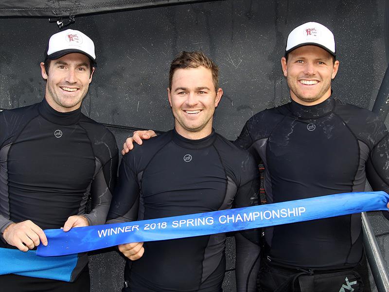 The winning Rag and Famish Hotel crew, from left - Bryce Edwards, Rory Cox, Jacob Broome - photo © Frank Quealey