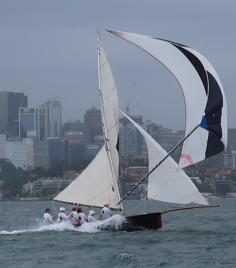 Race 1 first run, Aberdare running deep - 2019 Historical 18 Footer Australian Championship photo copyright Adrienne Jackson taken at Sydney Flying Squadron and featuring the 18ft Skiff class
