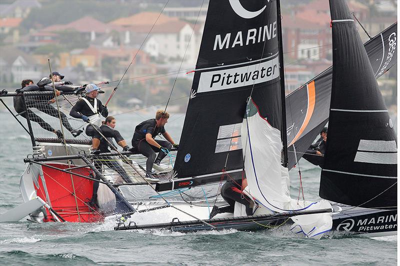 Action at the bottom mark - 2019 Club Championship photo copyright Frank Quealey taken at Australian 18 Footers League and featuring the 18ft Skiff class