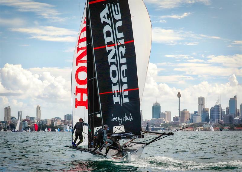Honda Marine - 2019 JJ Giltinan Championship, Sydney Harbour, March 2019, photo copyright Michael Chittenden taken at Australian 18 Footers League and featuring the 18ft Skiff class