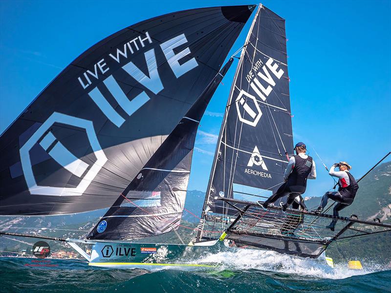 Yvette Heritage in action on ILVE at July's European Championship at Lake Garda photo copyright Hartas Productions taken at Australian 18 Footers League and featuring the 18ft Skiff class