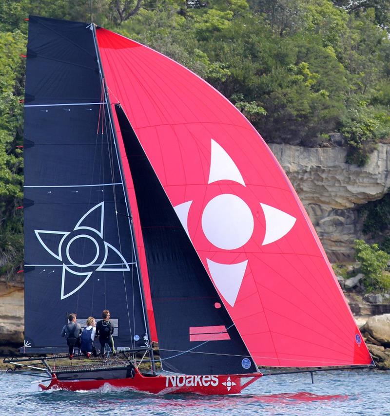 Sean Langman's Noakesailing grabs a late win in Race 1 of the Spring Championship photo copyright Frank Quealey taken at Australian 18 Footers League and featuring the 18ft Skiff class