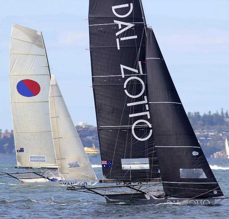 Yandoo and Dal Zotto on the first windward leg of the race photo copyright Frank Quealey taken at Australian 18 Footers League and featuring the 18ft Skiff class