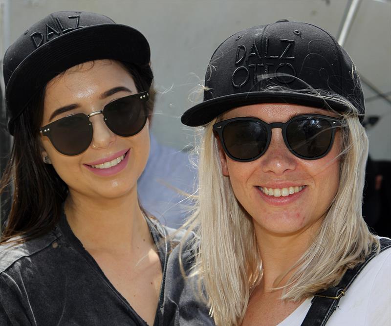 The Dal Zotto cheer squad, Jack's partner Lisette Luijten (right) and Tim Narborough's partner Maddy Davies photo copyright Frank Quealey taken at Australian 18 Footers League and featuring the 18ft Skiff class