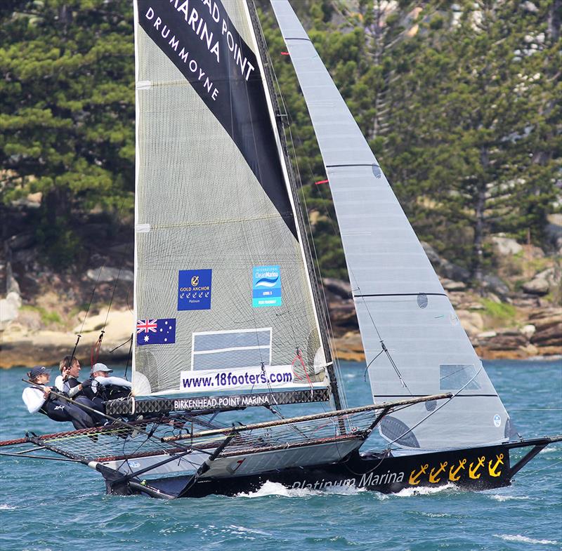 The Birkenhead Point Marina crew work the western side of Shark Island - 2019 18ft Skiff Spring Championship photo copyright Frank Quealey taken at Australian 18 Footers League and featuring the 18ft Skiff class